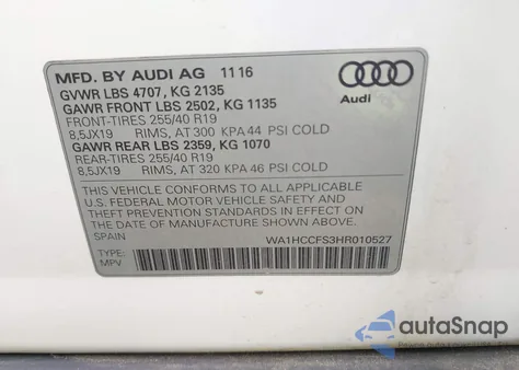 2017 Audi Q3 2.0T Premium from USA, damaged, VIN WA1HCCFS3HR010527